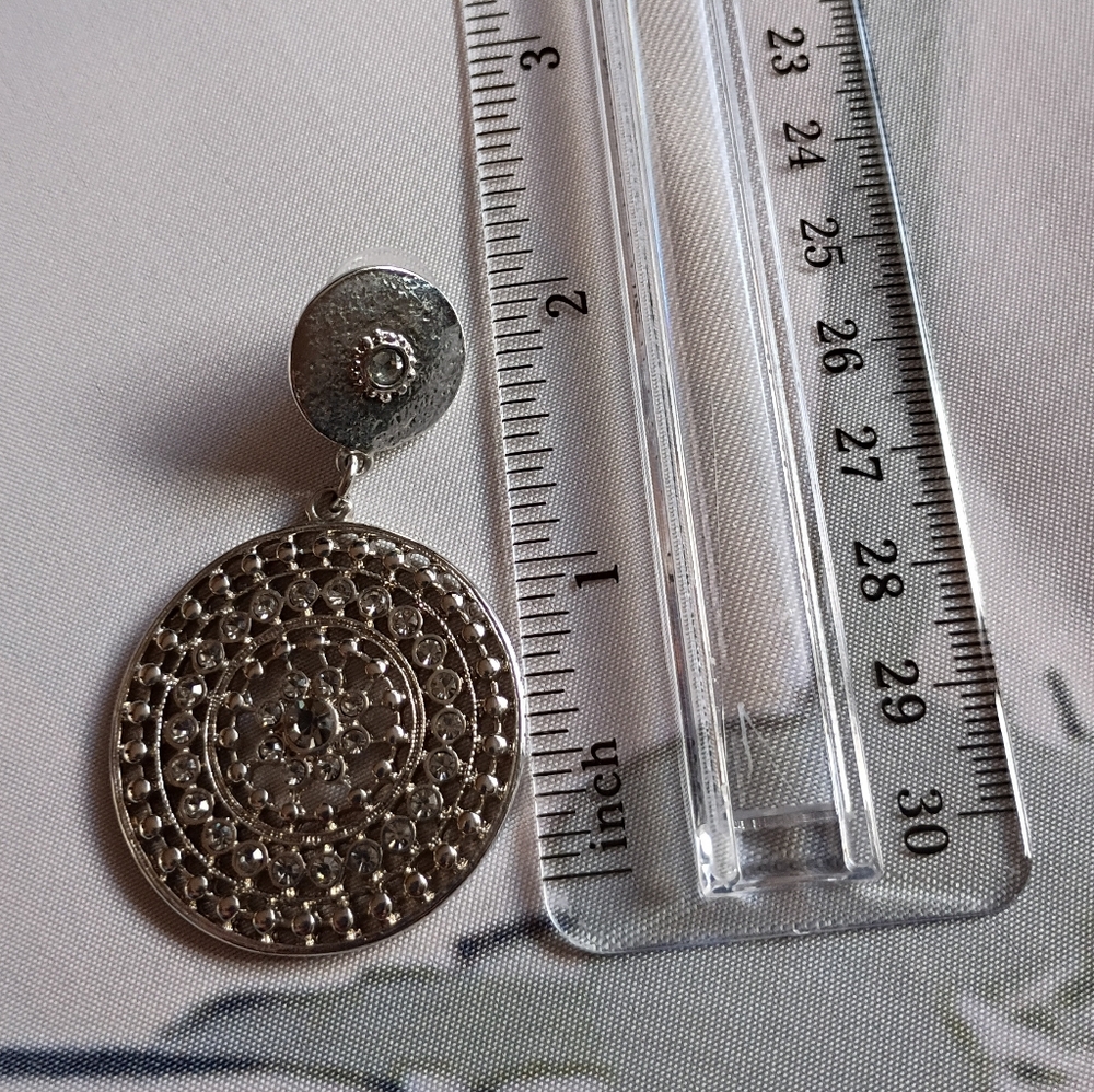 Elegant Silver Hoop and Dangle Earrings Set - Picture 9 of 10